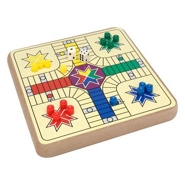 Gezelschapsspel Hout 2-in-1, Ludo en Schaken