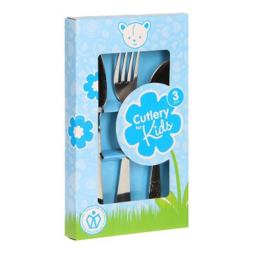 Cutlery set stainless steel, 3 pieces. - Blue