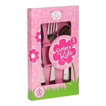 Edelstahl-Besteckset, 3-teilig - Rosa