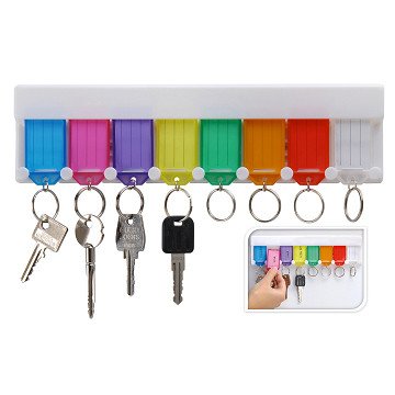 Key rack with key rings, 8 pcs.