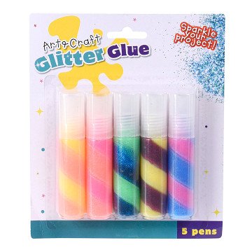 Glitter glue set, 5 x 20ml.