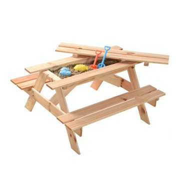 Wooden Picnic Table with Mini Sandbox