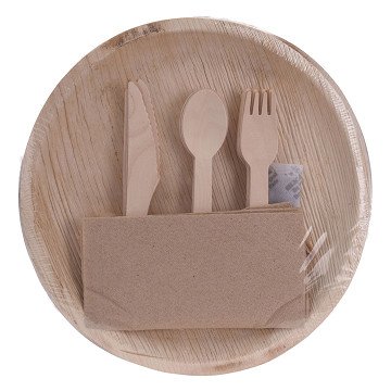 Plates and Cutlery Set Biodegradable Wood, 30pcs.