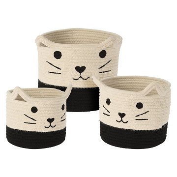 Cotton Baskets Cat, Set of 3