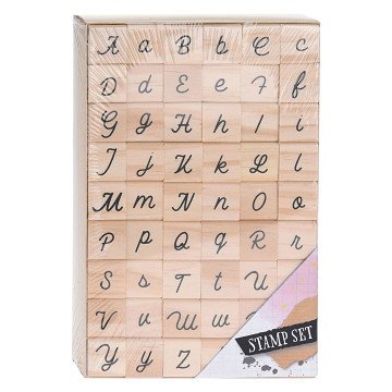 Stempelset Alphabet Holz, 54-tlg.