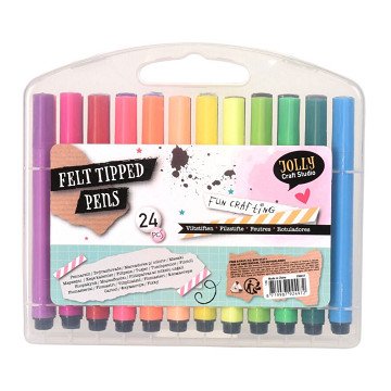 Felt-tip pens in storage box, 24 pcs.