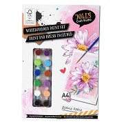 Watercolor painting set with paper