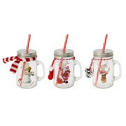 Weihnachtstrinkglas mit Henkel 450 ml, 12 Stück.