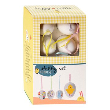 Easter Hobby Set - 8 Decorative Eggs with Stickers and Markers