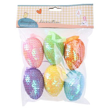 Eggs Pendant Sequins, 6pcs.