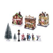 Christmas village with LED set, 17 pcs.