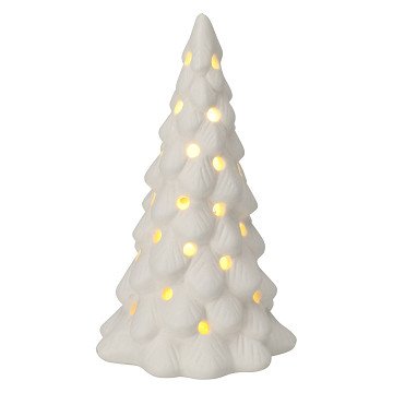 Porseleinen Kerstboom met Led , Set van 6 stuks