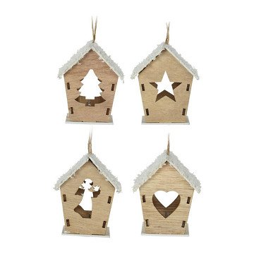 Wooden Christmas Pendant House with LED