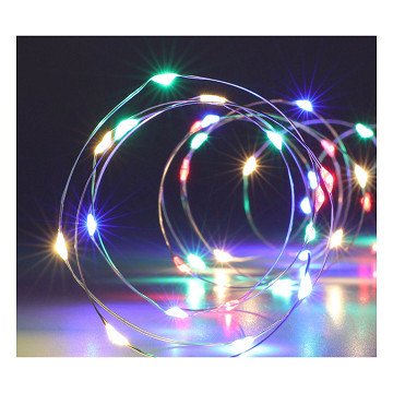 LED-Lichterkette, Silberdraht, 95 cm – farbig
