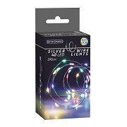 LED Light String Silver Wire, 195cm - Colored