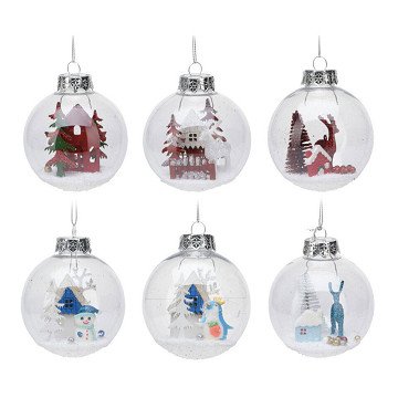 Kerstbal 80mm Deco, Set van 12
