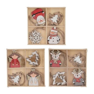 Wooden Christmas tree decorations, 8 pcs.