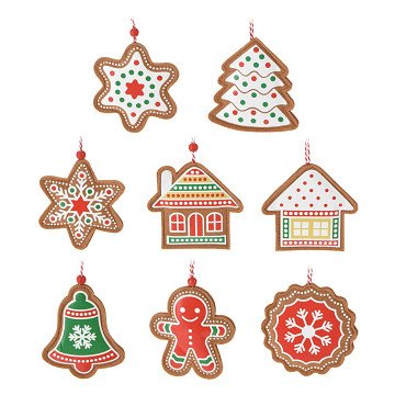 Christmas Pendants Felt Traditional, Set of 24