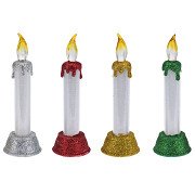 LED candle with Christmas glitter, 15cm.