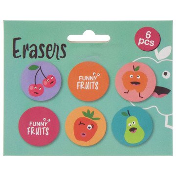 Erasers Fruit, 6 pcs.
