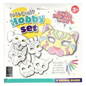 Animal Masks Coloring with Markers, 6 pcs.