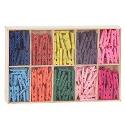 Wooden Mini Pegs Colored, 10 Colors