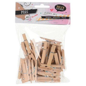 Mini Clothespins Wood, 40pcs.