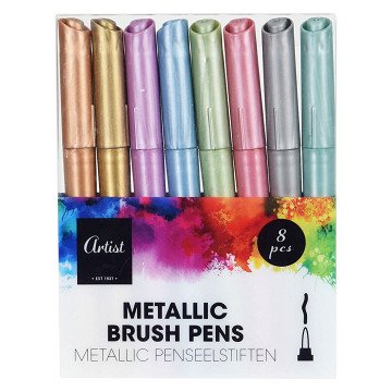 Metallic Brush Markers, 8 pcs.