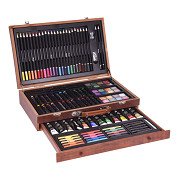 Painting and Drawing Set in Wooden Case, 112 pcs.