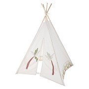 Tipi-Zelt Weiß mit Pflanzendruck, 160 cm