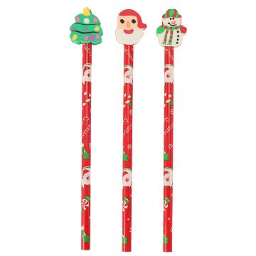 Pencil with Eraser Christmas, 3 pcs.