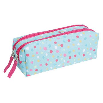 Pouch with Dotted Double Zipper