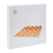 Chess and Checkers Game Wood in Cotton Bag