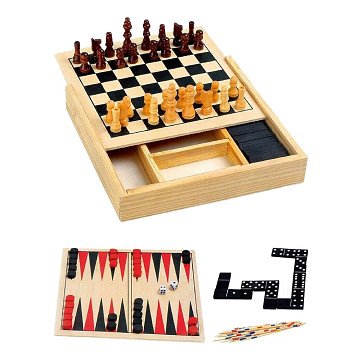 4-in1 Houten Spellendoos, 17cm