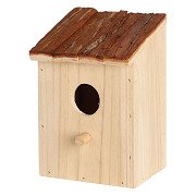 Wooden Birdhouse With Brown Roof