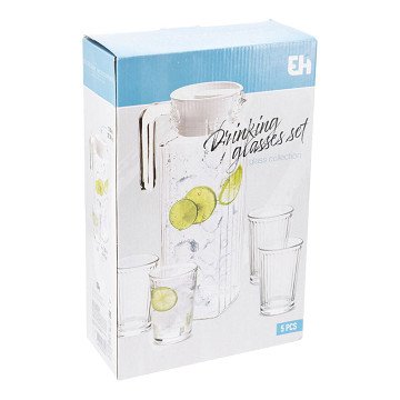 Drinking glass set with jug, 5 pcs.