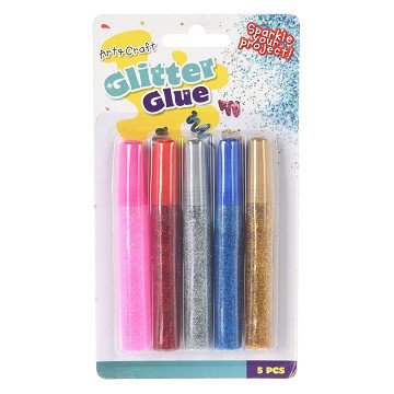 Glitter glue 10ml, 5 pcs.