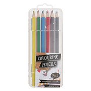 Colored pencils in storage box, 12 pcs.