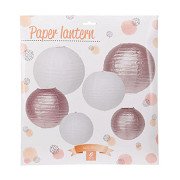 Papierlaternen Roségold/Weiß, 6er Set