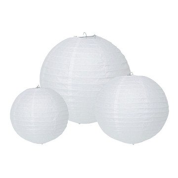 Lampion Papier Rosegoud/Wit, Set van 6