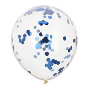 Ballonnen met Blauwe Confetti, 8st.