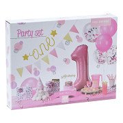 Set Party Decorations 1st Birthday - Pink/Girl, 9 pcs.