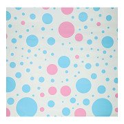 Cadeaupapier Blauw/Roze Stippen, 4mtr.