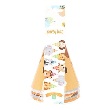 Dschungeltier-Partyhut mit Ohren, 6 Stk.