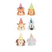 Party Hat Jungle Animals with Ears, 6 pcs.