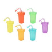 Gekleurde Drinkbekers met Rietje, 6st.