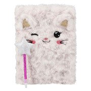 Notizbuch mit Plüschkatze und Sternenstift