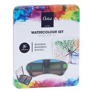 Waterverf Set met Kwast, 36 Kleuren