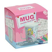 Color your own Cup Princesses Mermaids Unicorns - incl. 6 markers