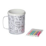 Malen Sie Ihre eigenen Tassen mit Prinzessinnen, Meerjungfrauen und Einhörnern aus – inkl. 6 Stiften